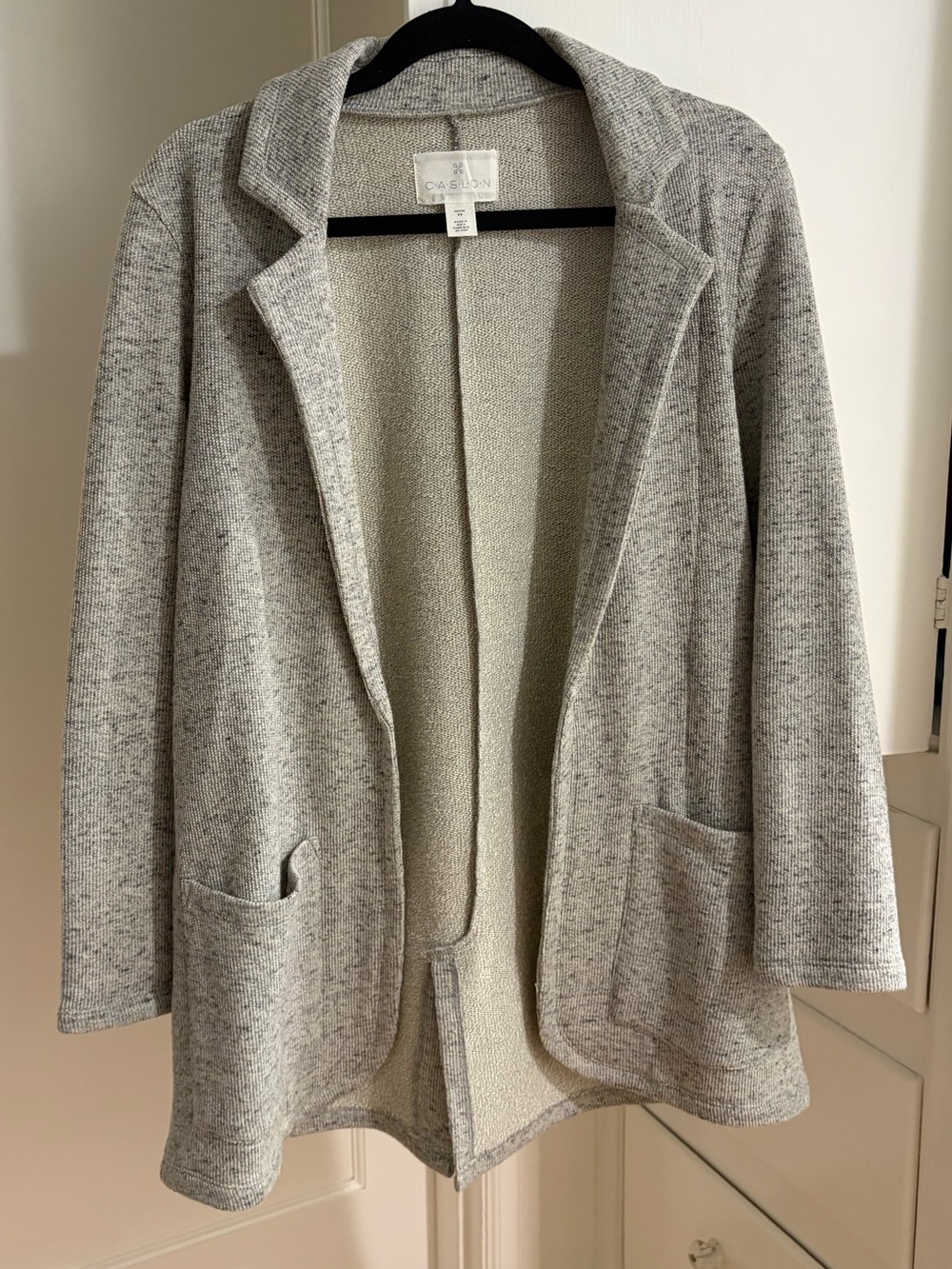 Caslon Light Heather Gray Open-Front Knit Cardigan Blazer